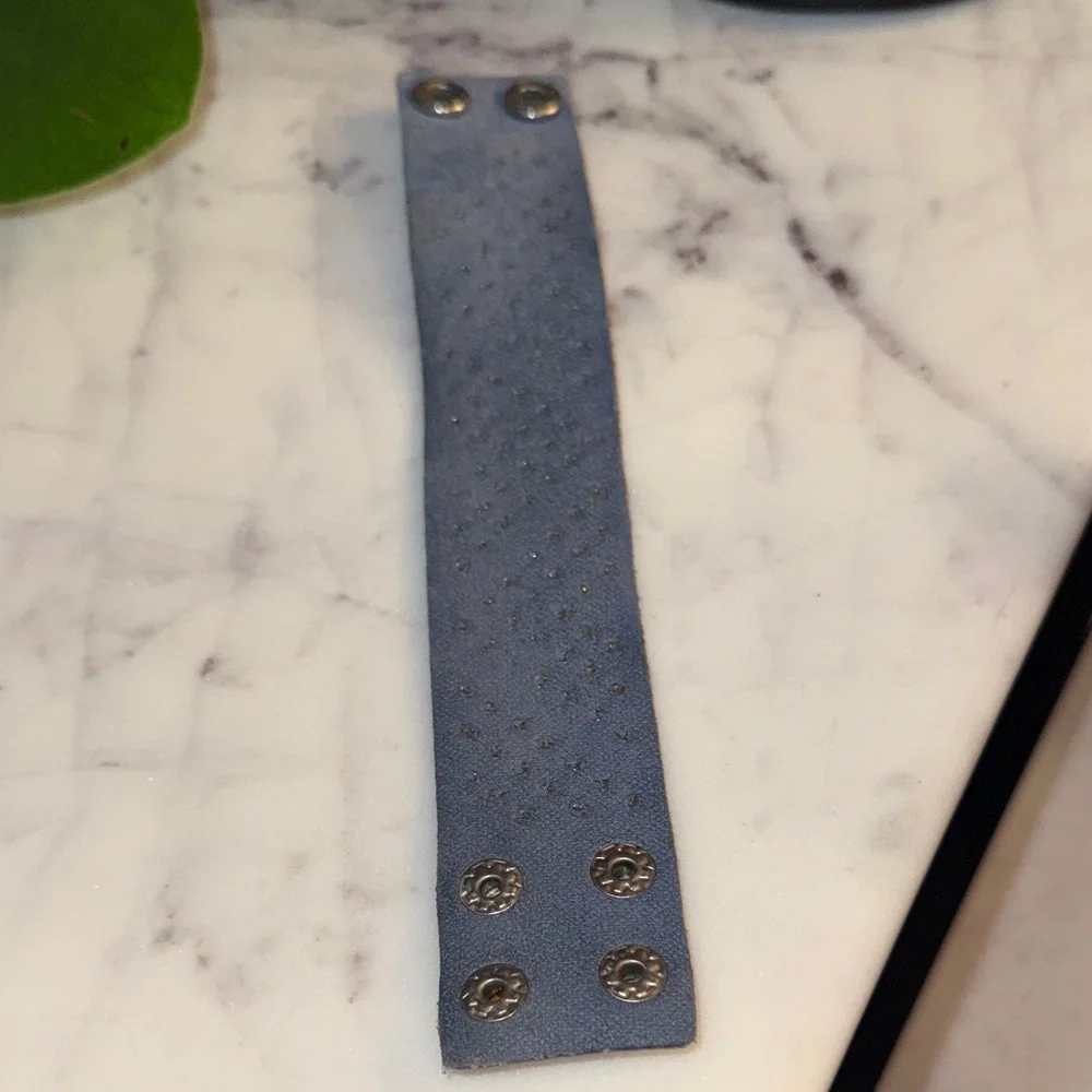 Blue Studded Leather Wristband